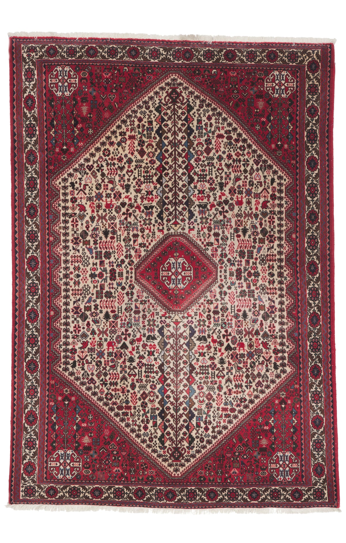 6 x 8 - Ivory Vintage Persian Afshar Rug - 79897