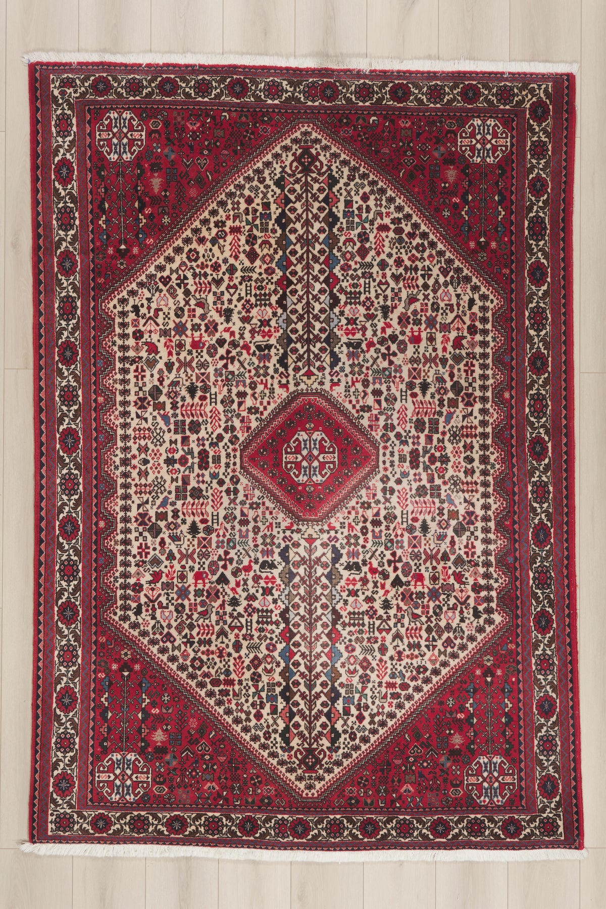 6 x 8 - Ivory Vintage Persian Afshar Rug - 79897
