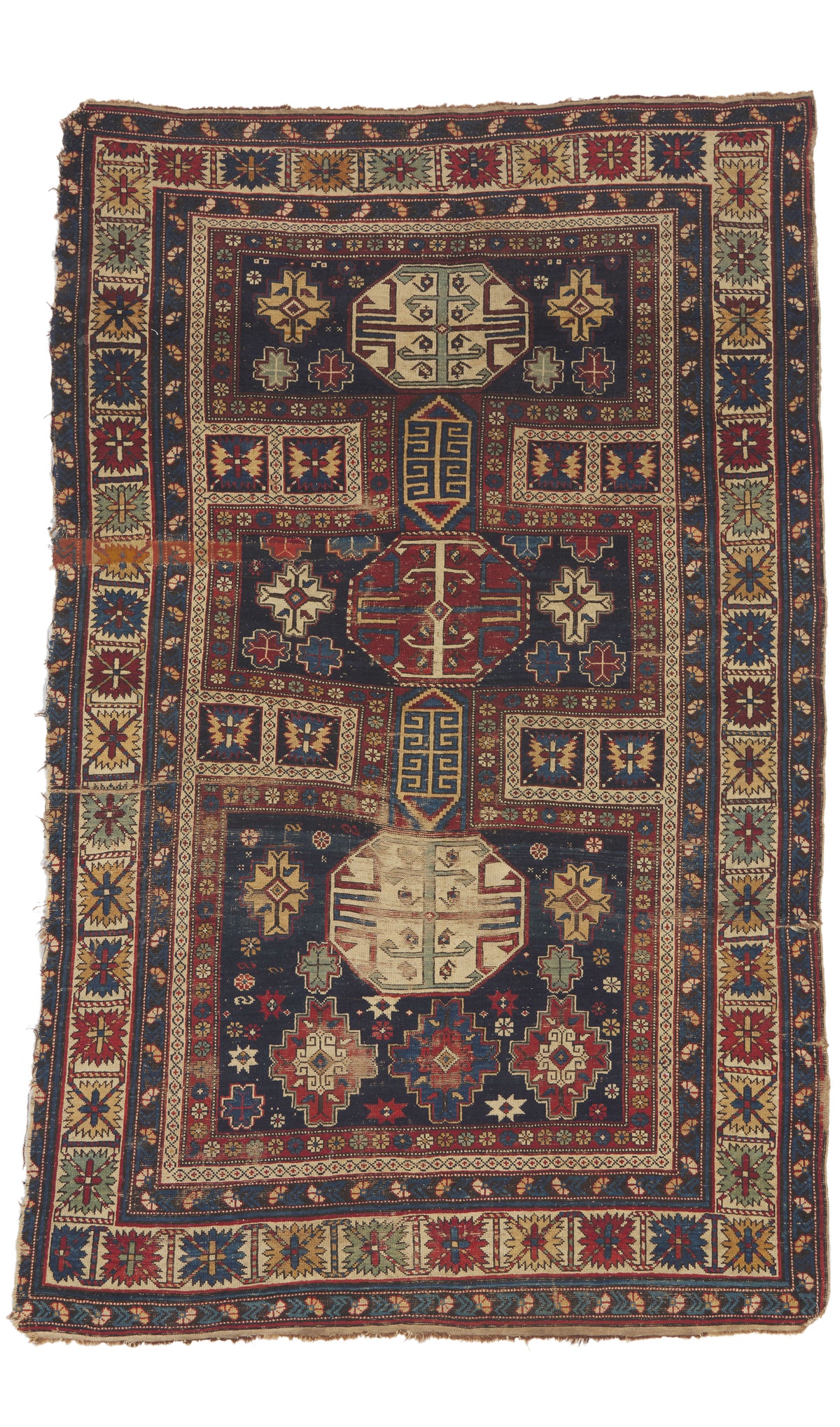4 x 6 - Navy Blue Antique Caucasian Kuba Rug - 79901