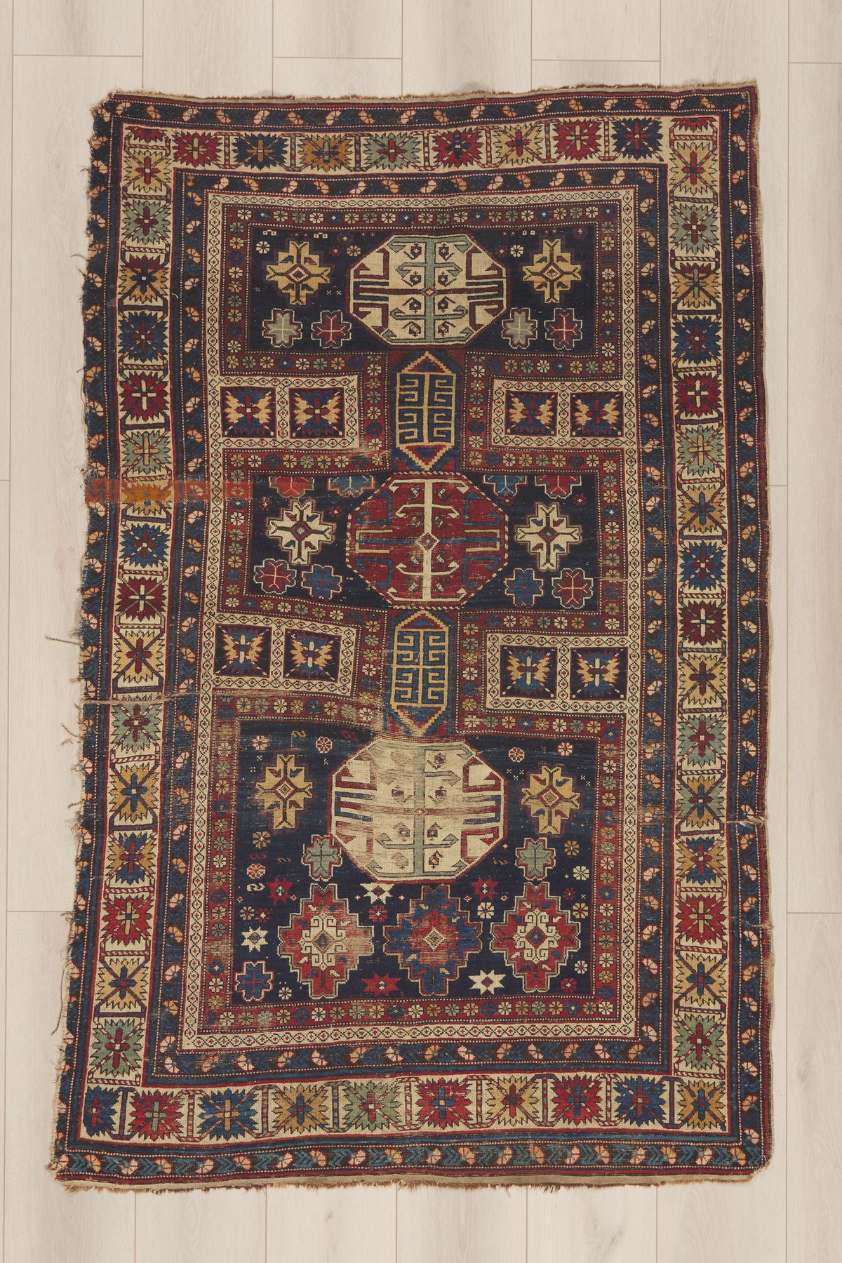 4 x 6 - Navy Blue Antique Caucasian Kuba Rug - 79901