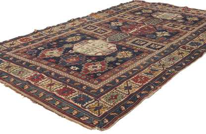 4 x 6 - Navy Blue Antique Caucasian Kuba Rug - 79901