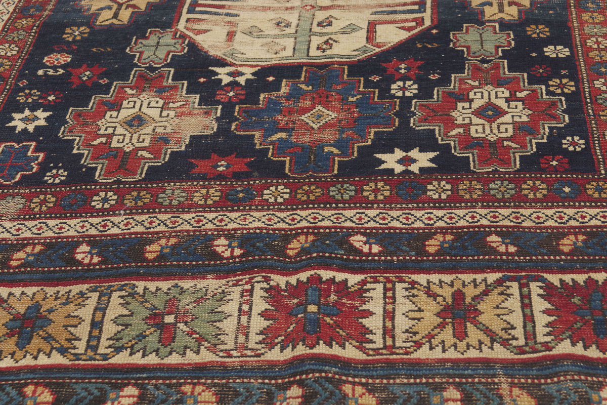 4 x 6 - Navy Blue Antique Caucasian Kuba Rug - 79901
