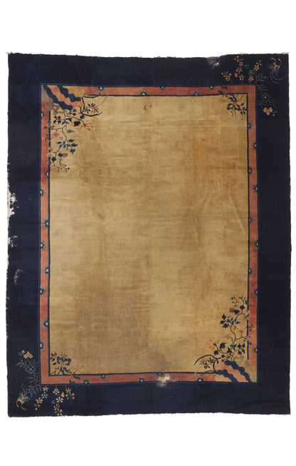 9 x 11 - Tan Antique Chinese Peking Rug - 79905