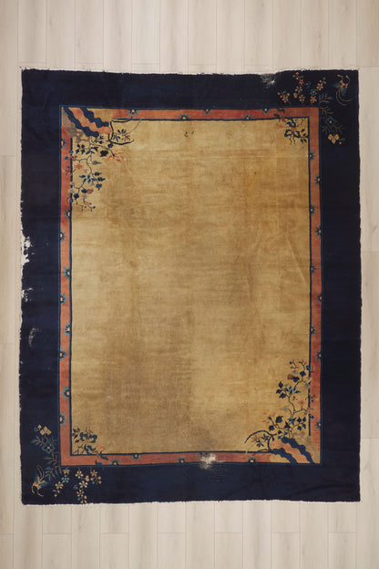 9 x 11 - Tan Antique Chinese Peking Rug - 79905
