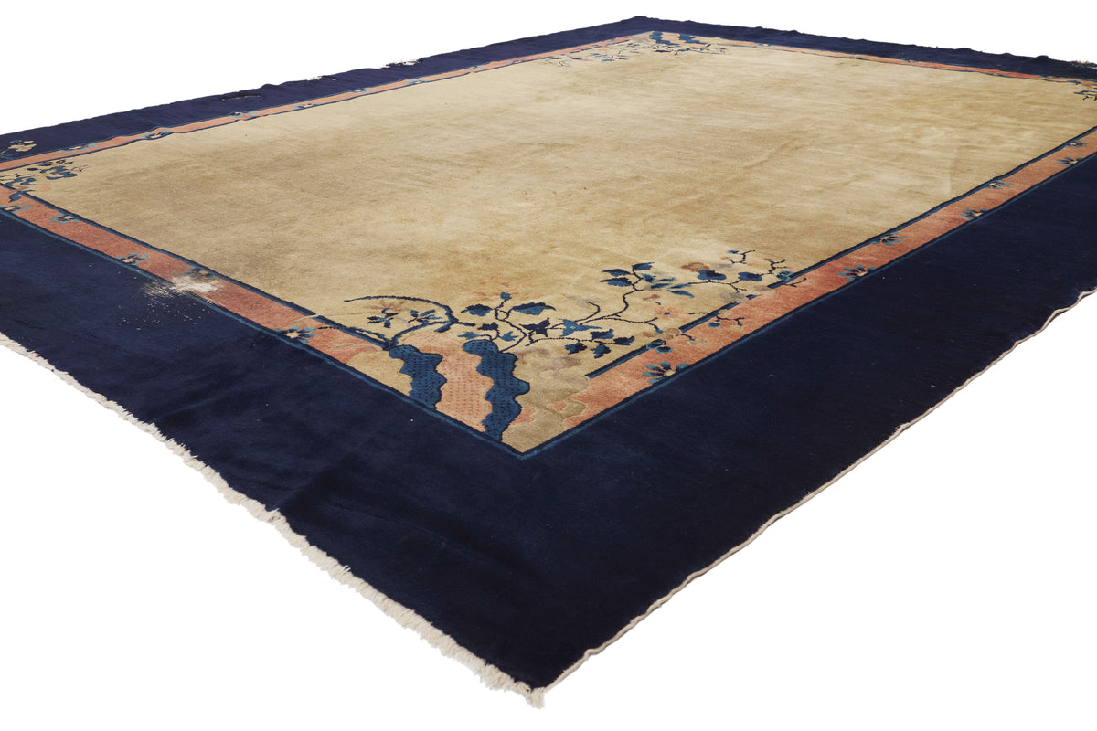 9 x 11 - Tan Antique Chinese Peking Rug - 79905