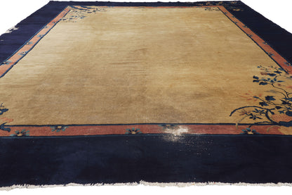 9 x 11 - Tan Antique Chinese Peking Rug - 79905