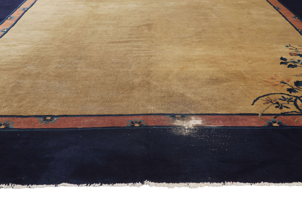 9 x 11 - Tan Antique Chinese Peking Rug - 79905