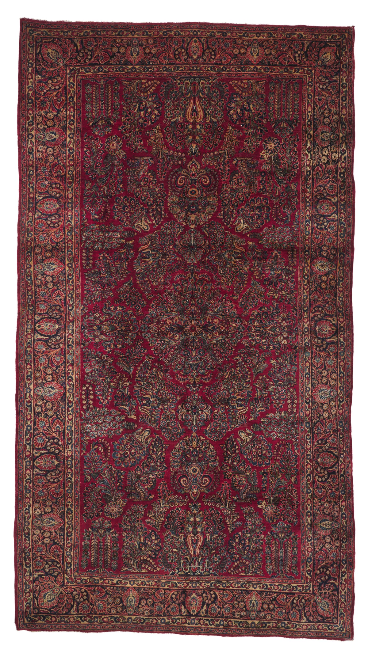 9 x 17 - Red Antique Persian Sarouk Rug - 79906