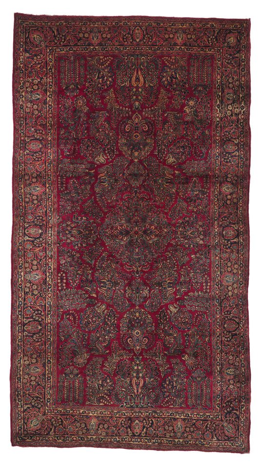 9 x 17 - Red Antique Persian Sarouk Rug - 79906