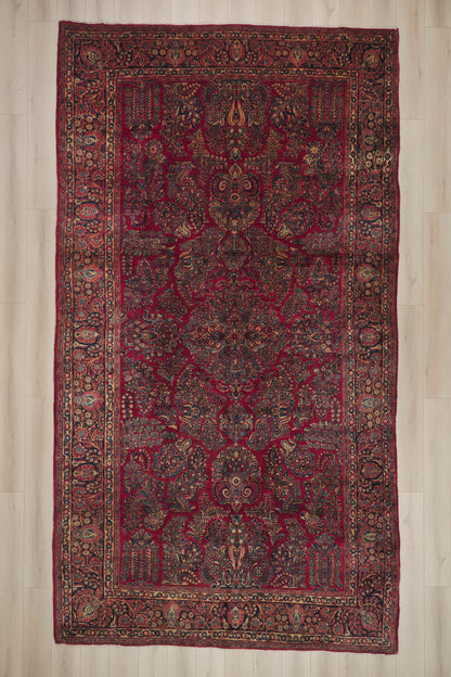 9 x 17 - Red Antique Persian Sarouk Rug - 79906