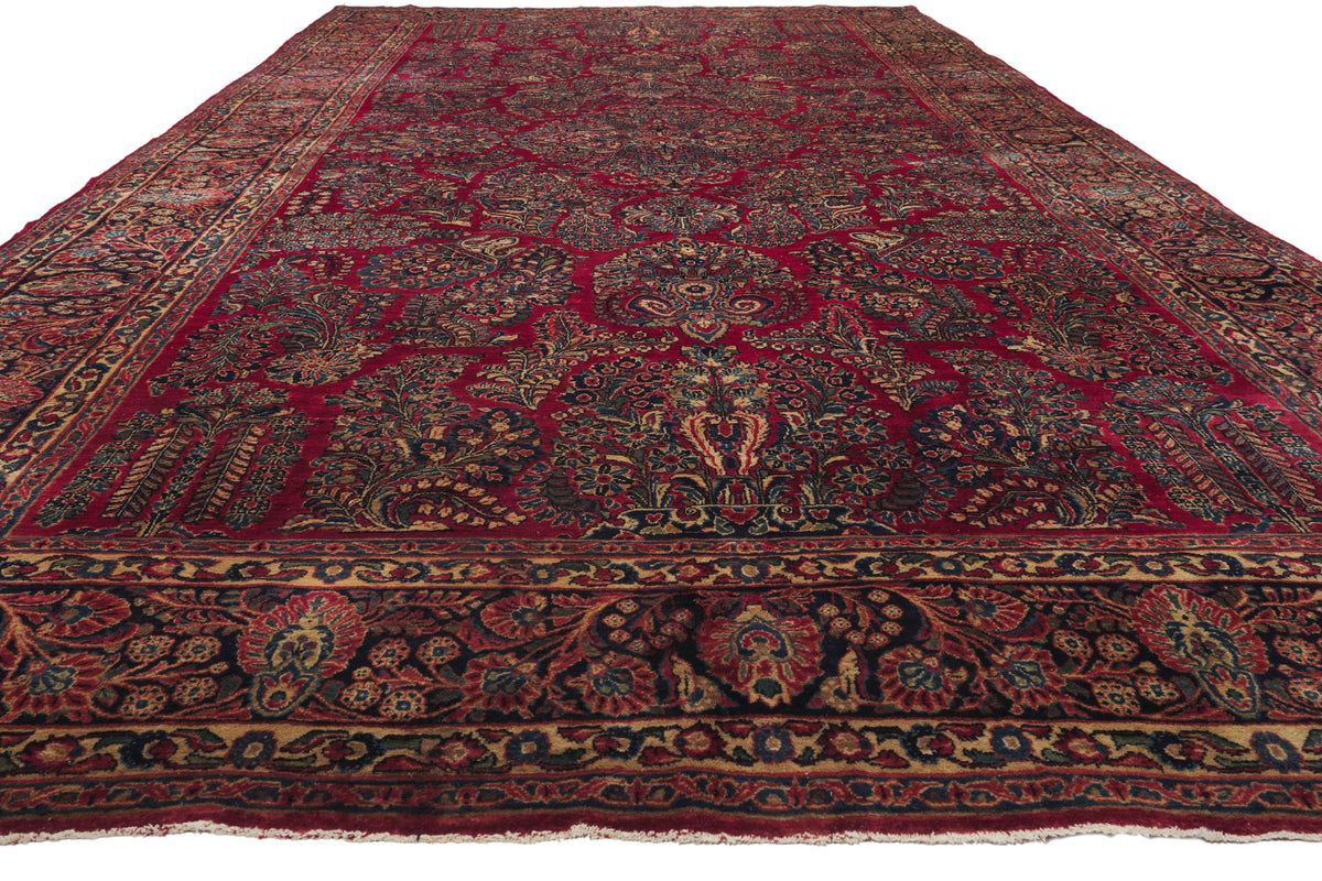 9 x 17 - Red Antique Persian Sarouk Rug - 79906