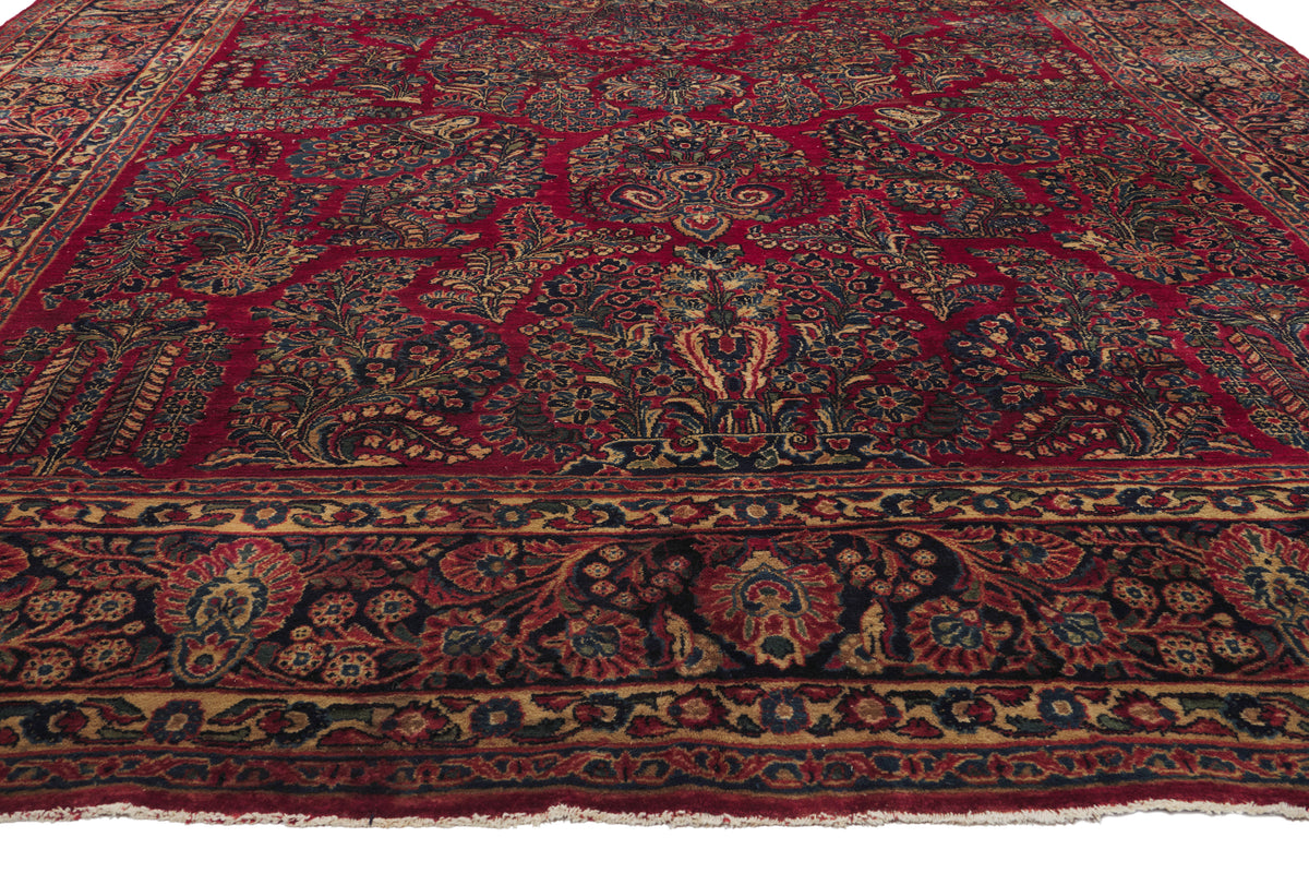 9 x 17 - Red Antique Persian Sarouk Rug - 79906