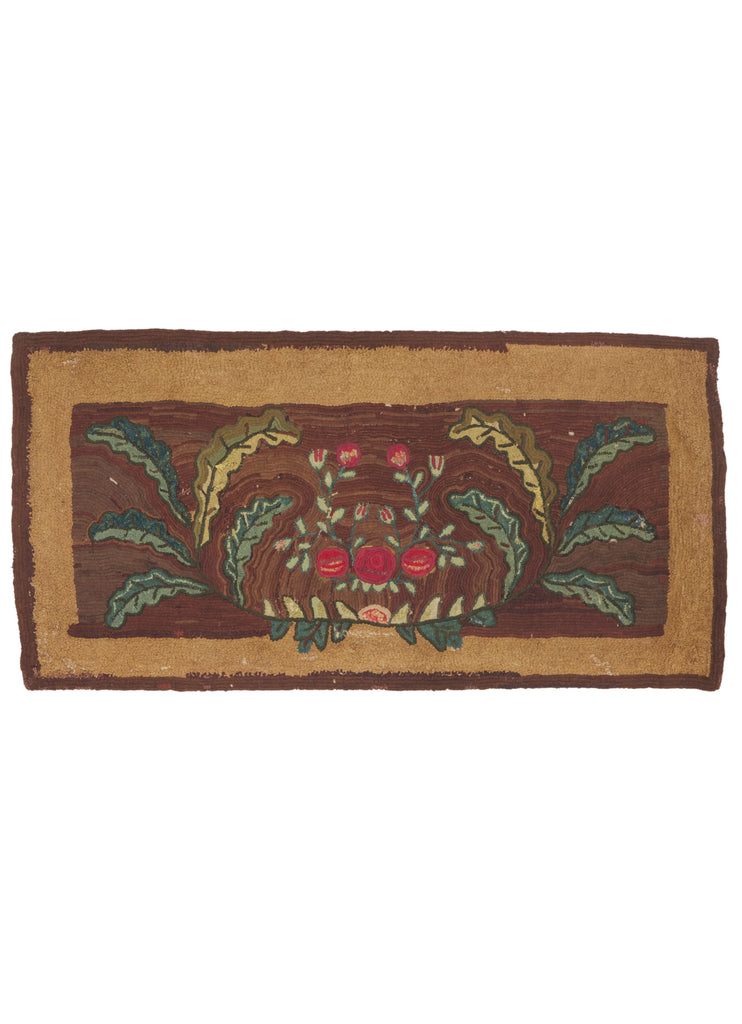 3 x 5 - Brown Antique American Hooked Rug - 79908