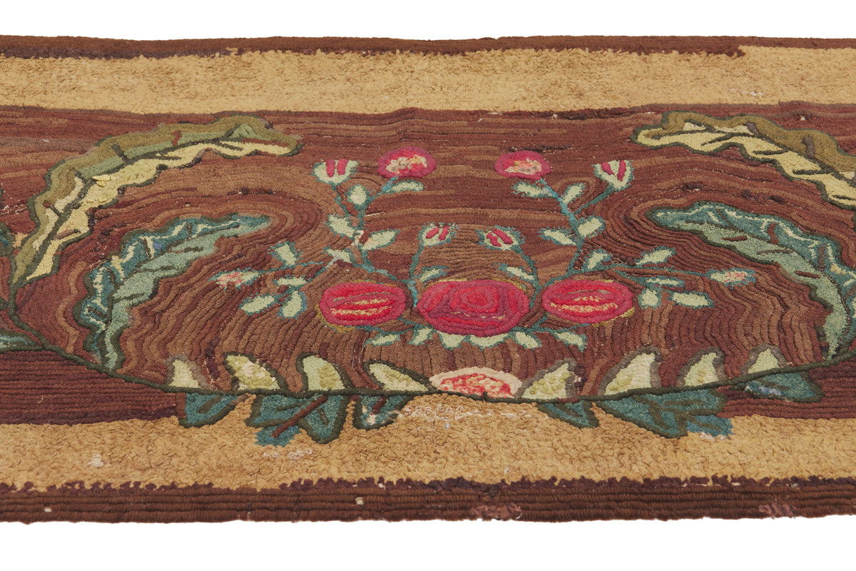 3 x 5 - Brown Antique American Hooked Rug - 79908