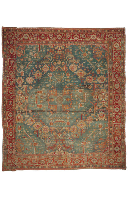 17 x 18 - Teal Antique Turkish Oushak Rug - 79911