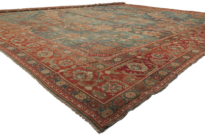 17 x 18 - Teal Antique Turkish Oushak Rug - 79911