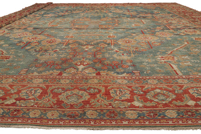 17 x 18 - Teal Antique Turkish Oushak Rug - 79911