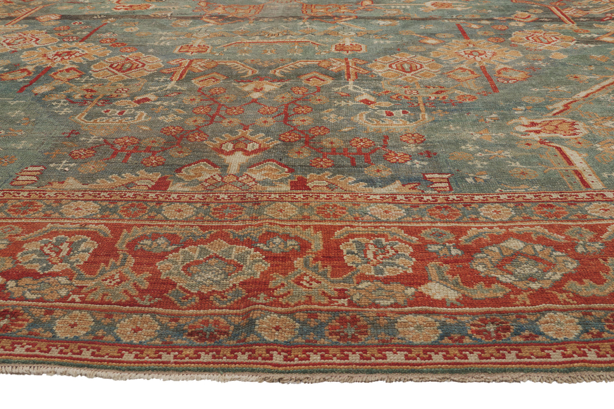 17 x 18 - Teal Antique Turkish Oushak Rug - 79911