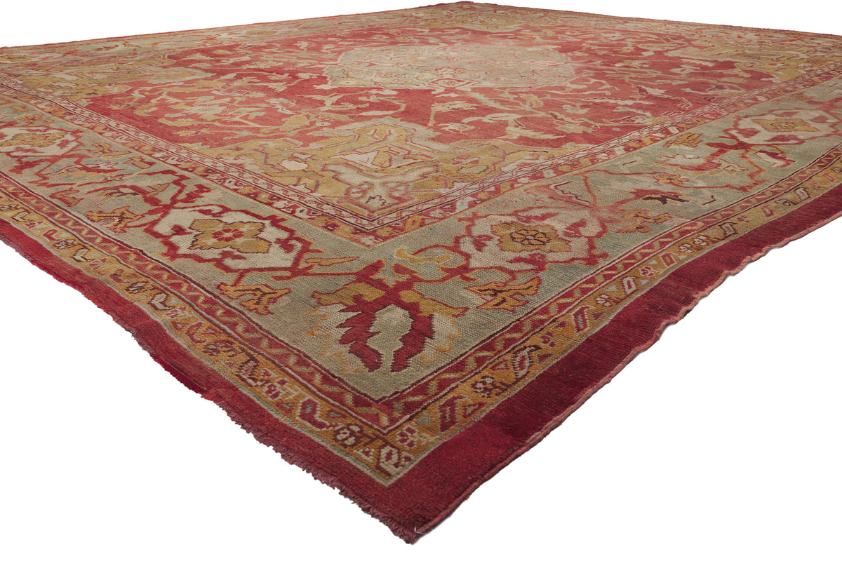 15 x 17 - Red Antique Turkish Oushak Rug - 79912