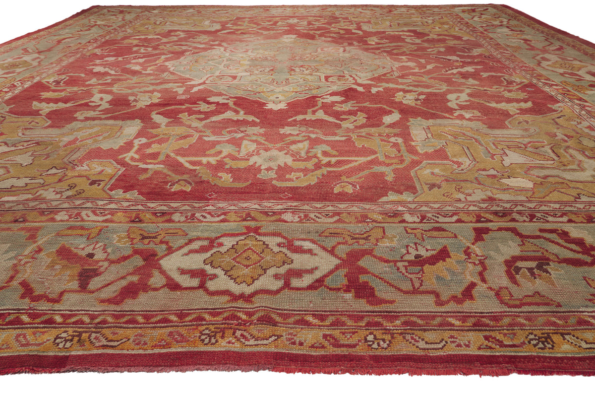 15 x 17 - Red Antique Turkish Oushak Rug - 79912