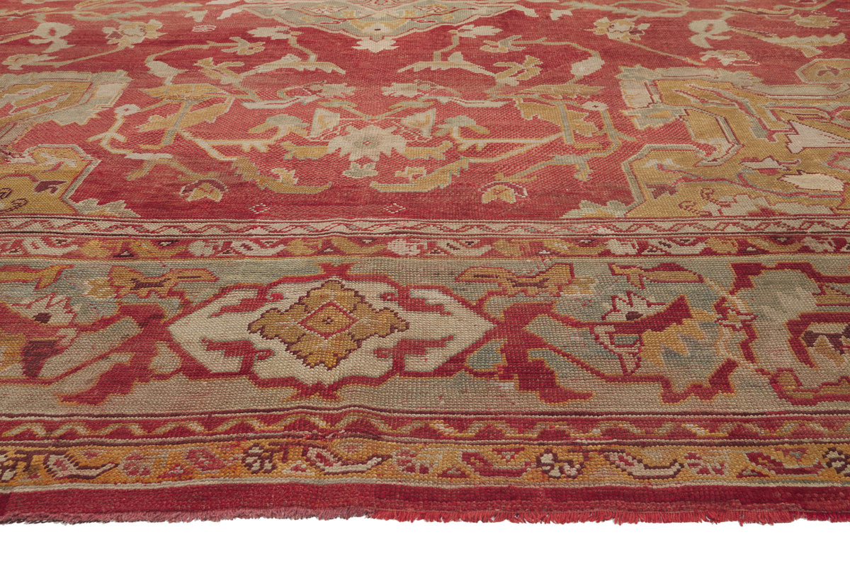 15 x 17 - Red Antique Turkish Oushak Rug - 79912