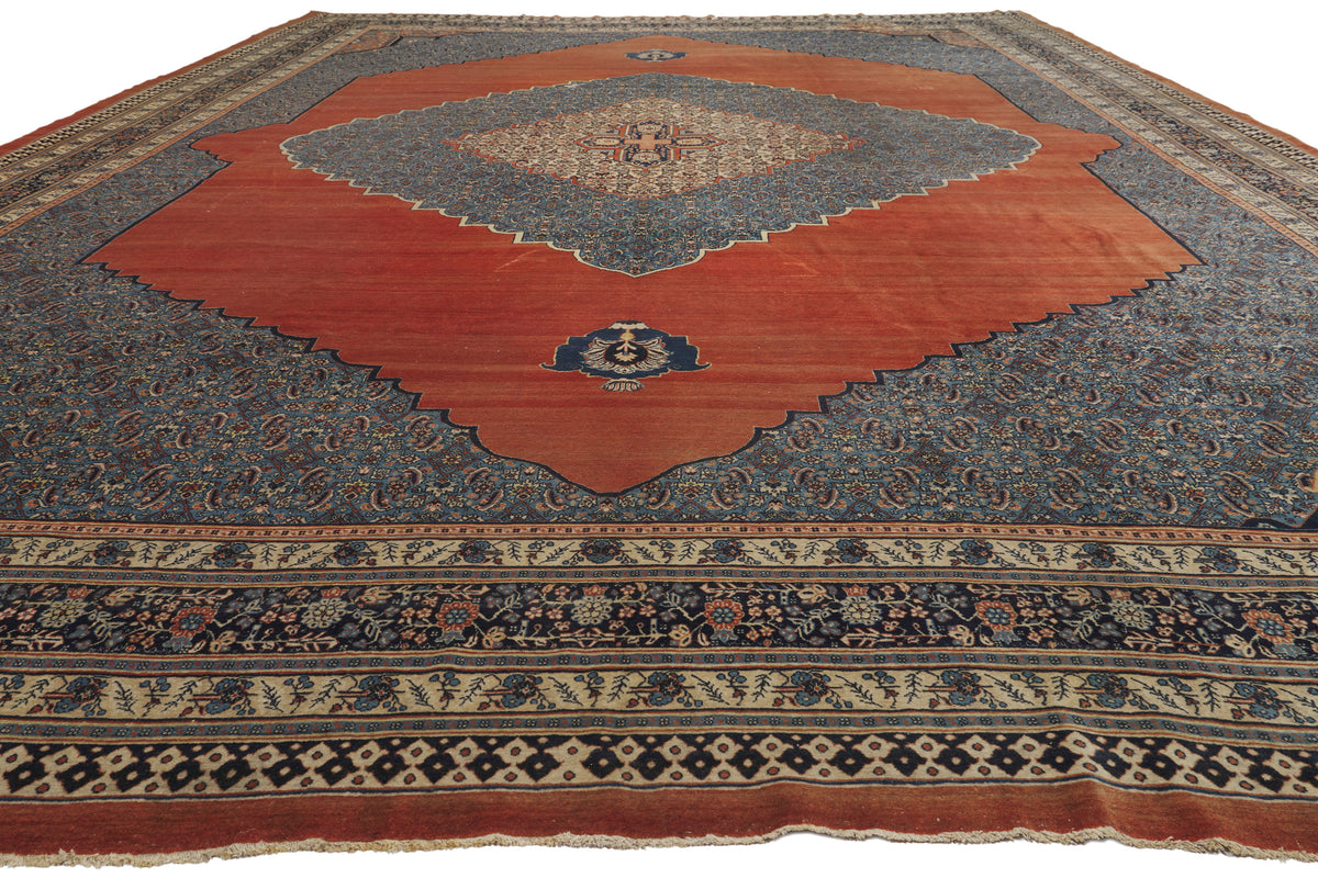 13 x 18 - Red Antique Persian Tabriz Rug - 79913