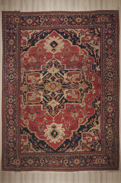 18 x 21 - Red Antique Persian Serapi Rug - 79914