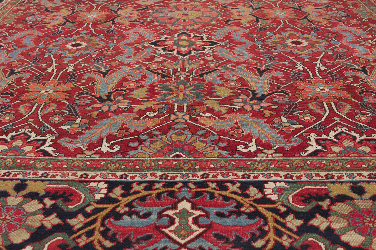 9 x 11 - Red Antique Persian Serapi Rug - 79917