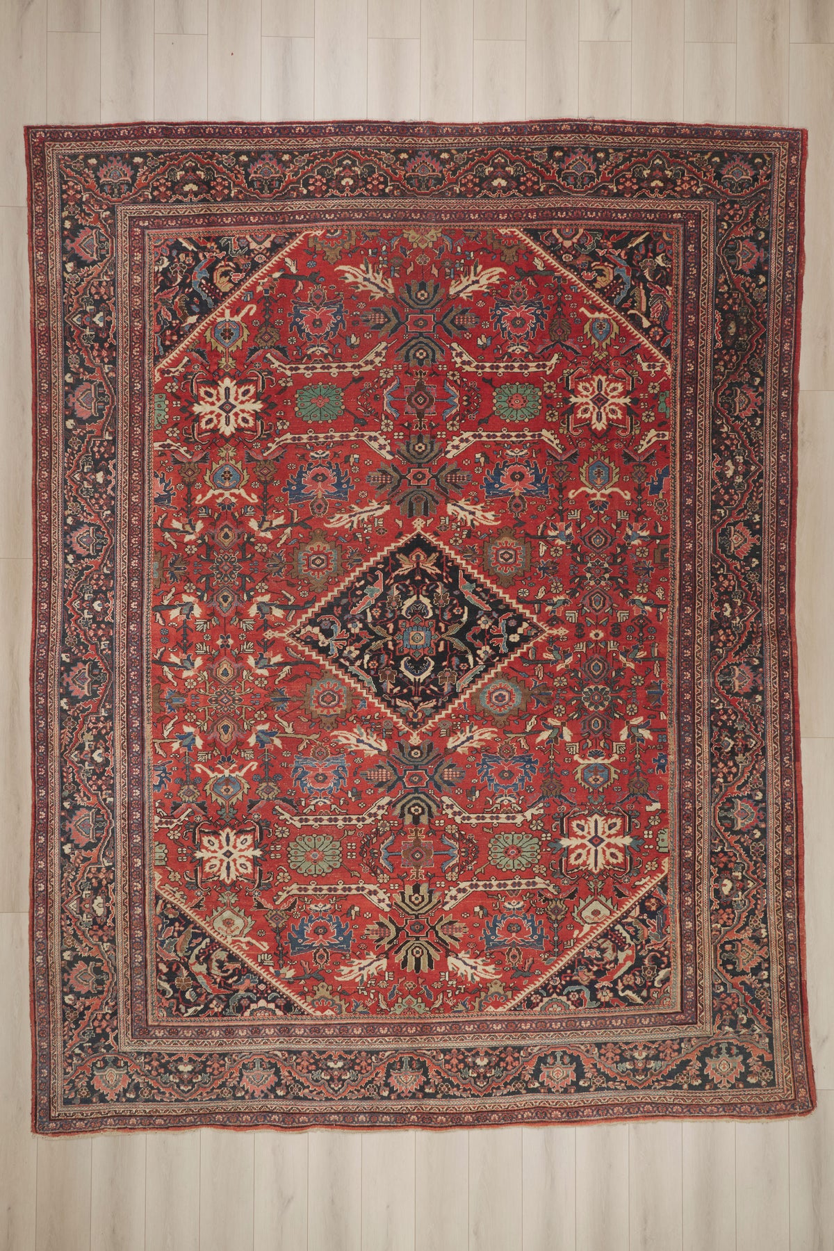 11 x 14 - Red Antique Persian Mahal Rug - 79921