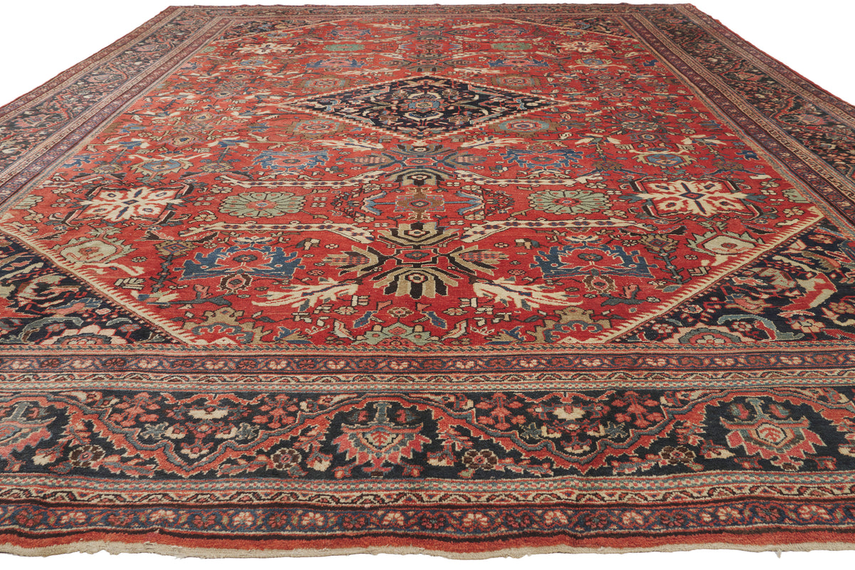11 x 14 - Red Antique Persian Mahal Rug - 79921
