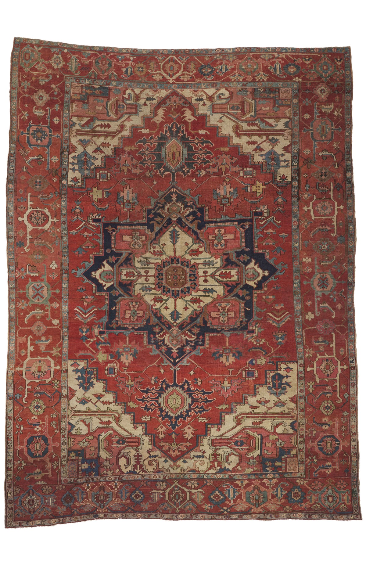 10 x 13 - Red Antique Persian Serapi Rug - 79925