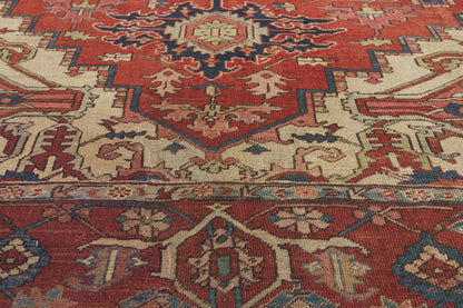 10 x 13 - Red Antique Persian Serapi Rug - 79925
