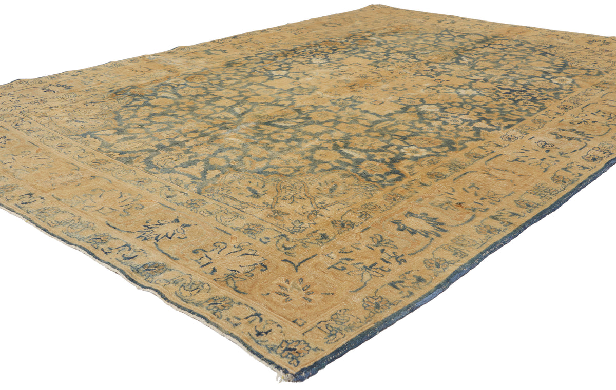 7 x 9 - Blue Antique Persian Tabriz Rug - 79927
