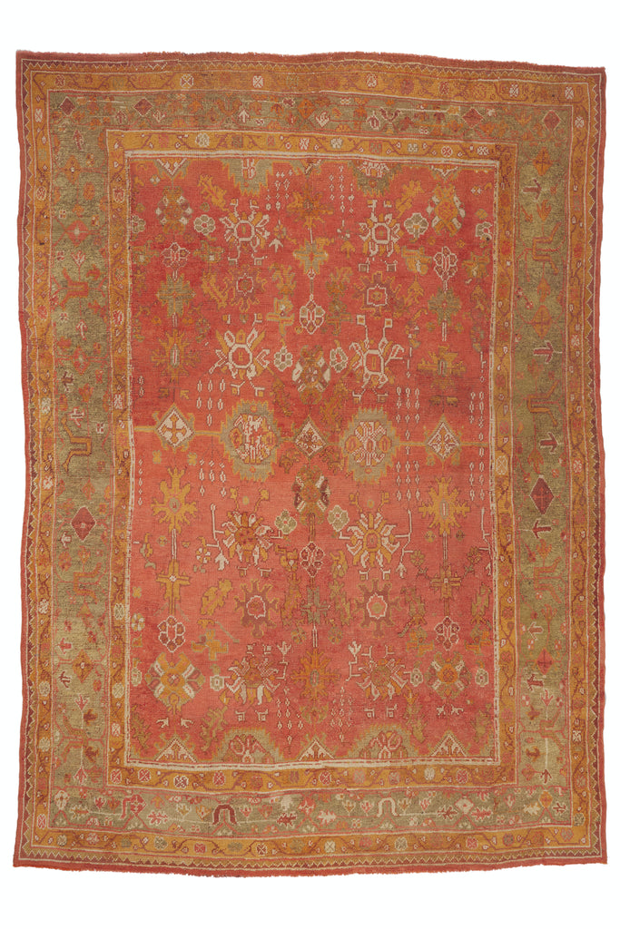 10 x 14 - Red Antique Turkish Oushak Rug - 79929