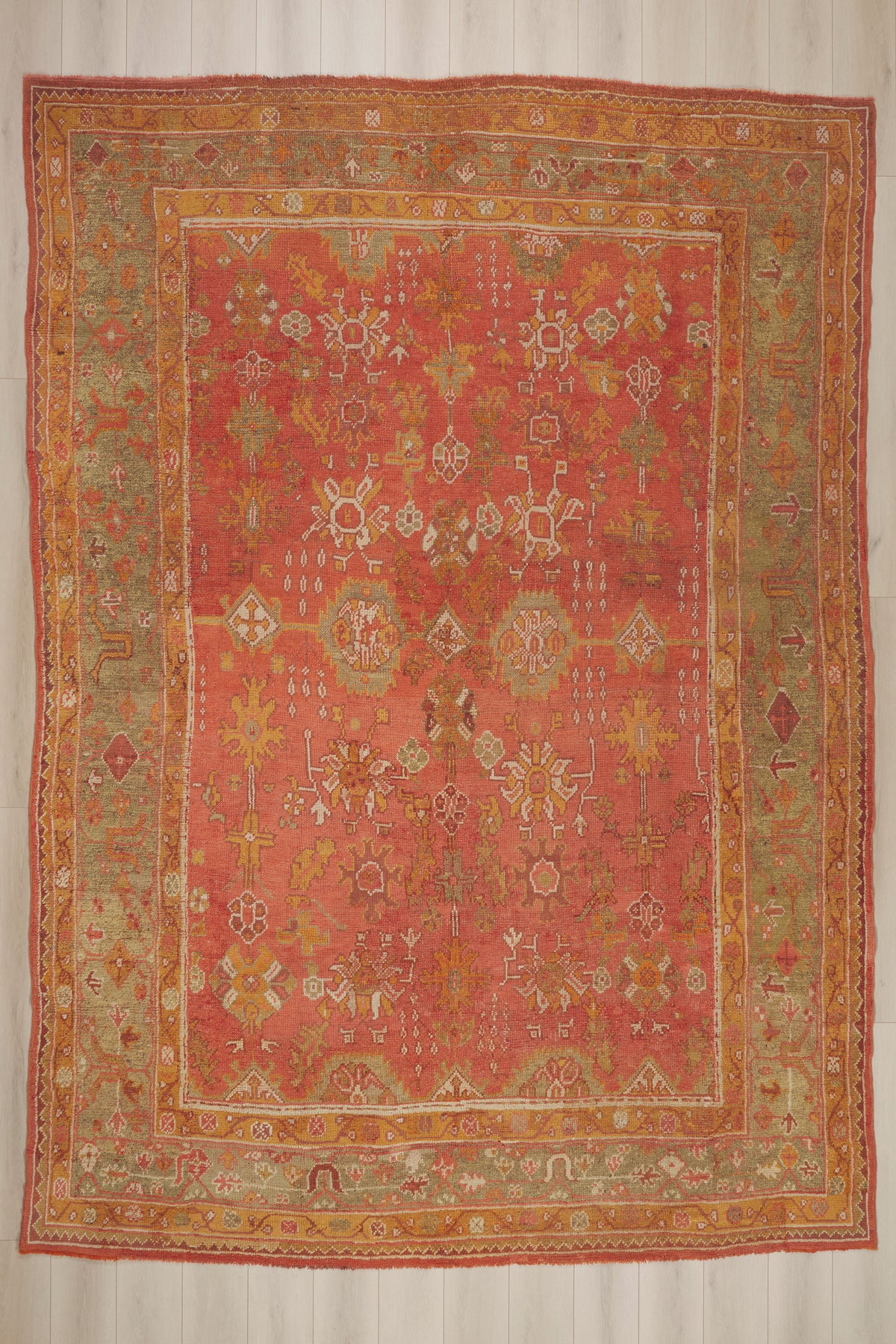 10 x 14 - Red Antique Turkish Oushak Rug - 79929
