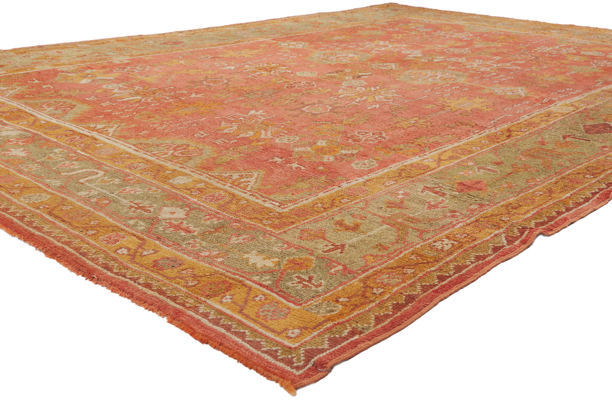 10 x 14 - Red Antique Turkish Oushak Rug - 79929