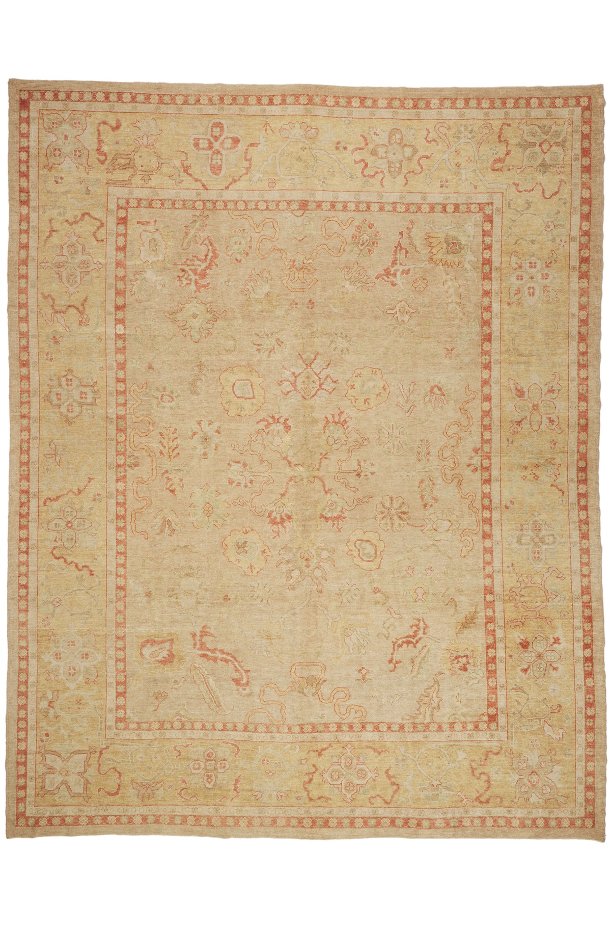 11 x 14 - Beige Vintage Turkish Oushak Rug - 79933