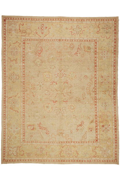 11 x 14 - Beige Vintage Turkish Oushak Rug - 79933