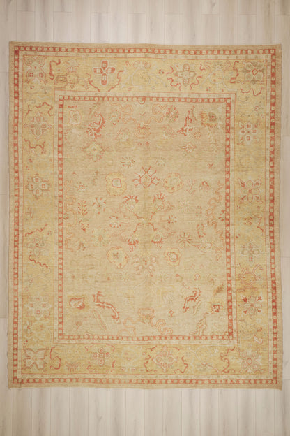 11 x 14 - Beige Vintage Turkish Oushak Rug - 79933