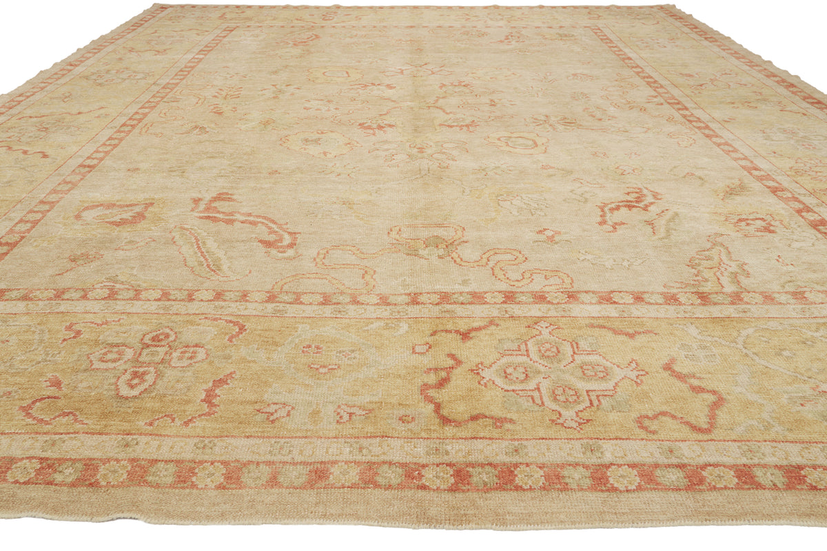 11 x 14 - Beige Vintage Turkish Oushak Rug - 79933