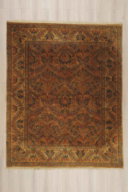 8 x 10 - Brown Vintage Indian Oushak Rug - 79934