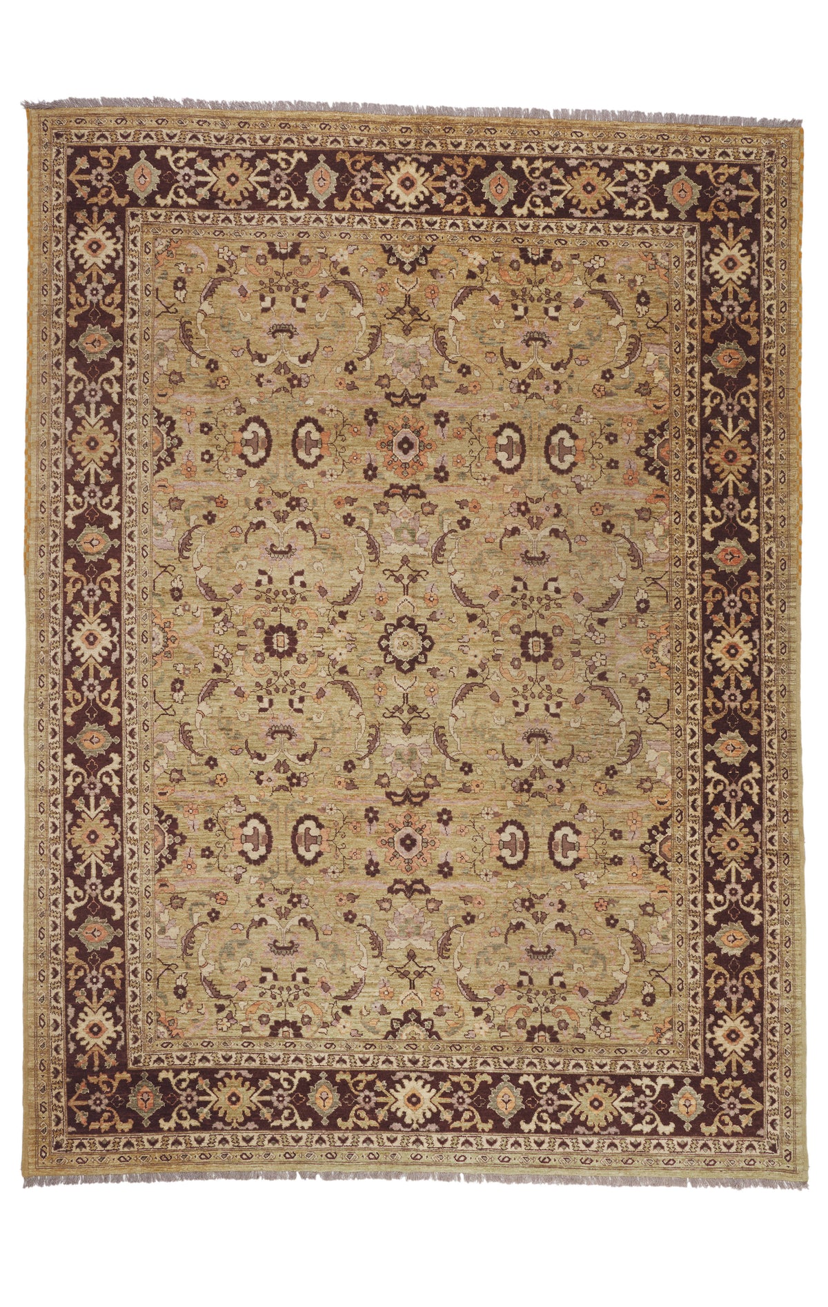 9 x 12 - Tan Vintage Pakistani Mahal Rug - 79943
