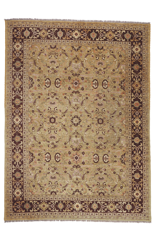 9 x 12 - Tan Vintage Pakistani Mahal Rug - 79943