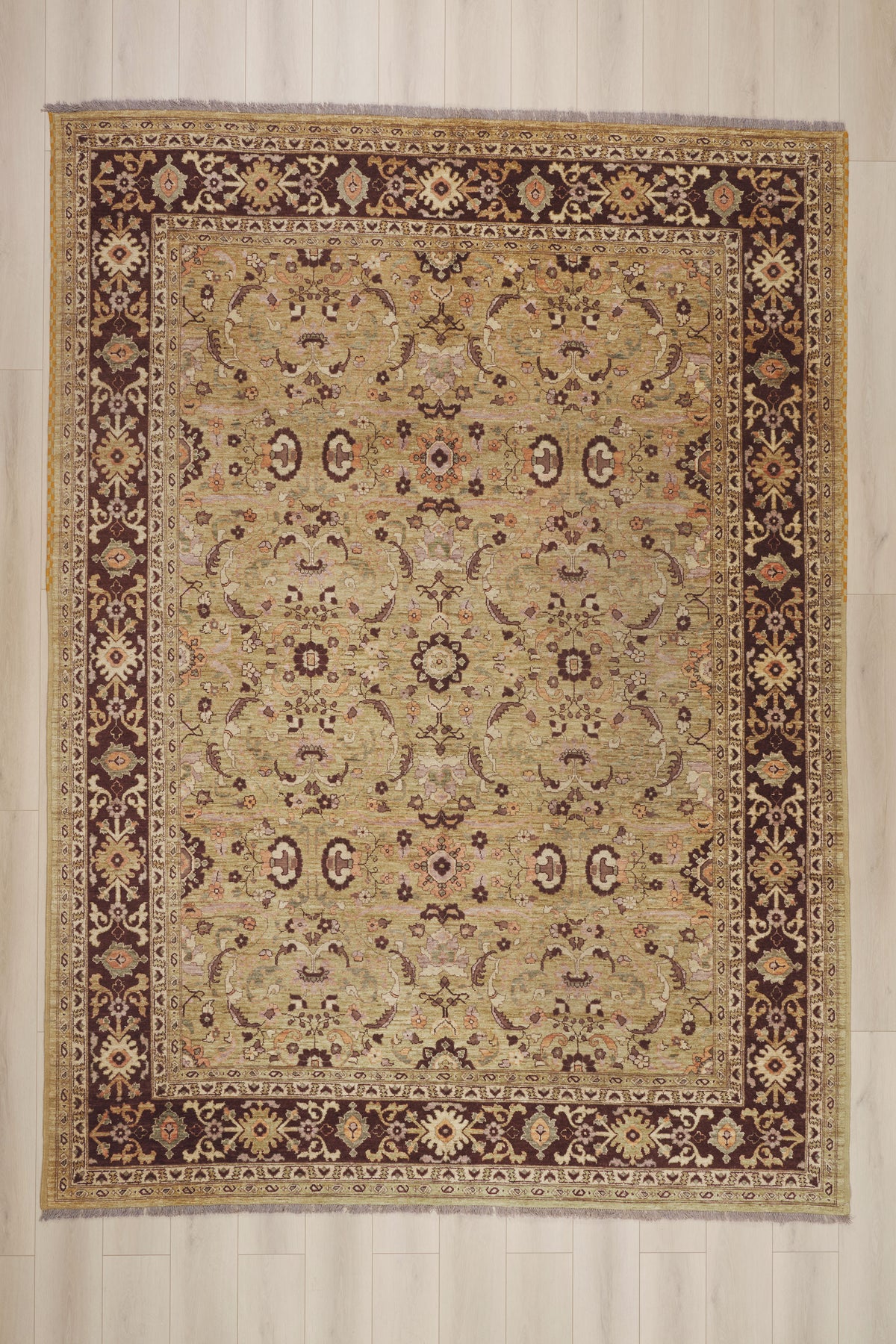 9 x 12 - Tan Vintage Pakistani Mahal Rug - 79943