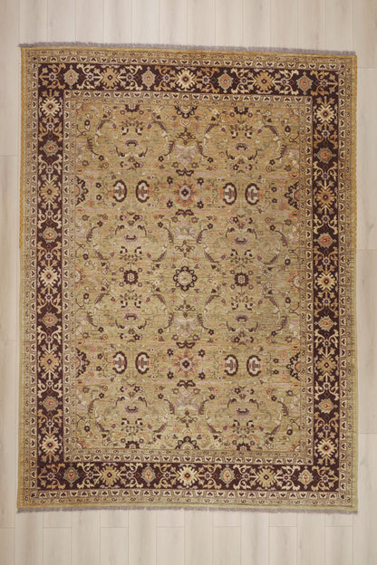 9 x 12 - Tan Vintage Pakistani Mahal Rug - 79943