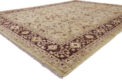 9 x 12 - Tan Vintage Pakistani Mahal Rug - 79943