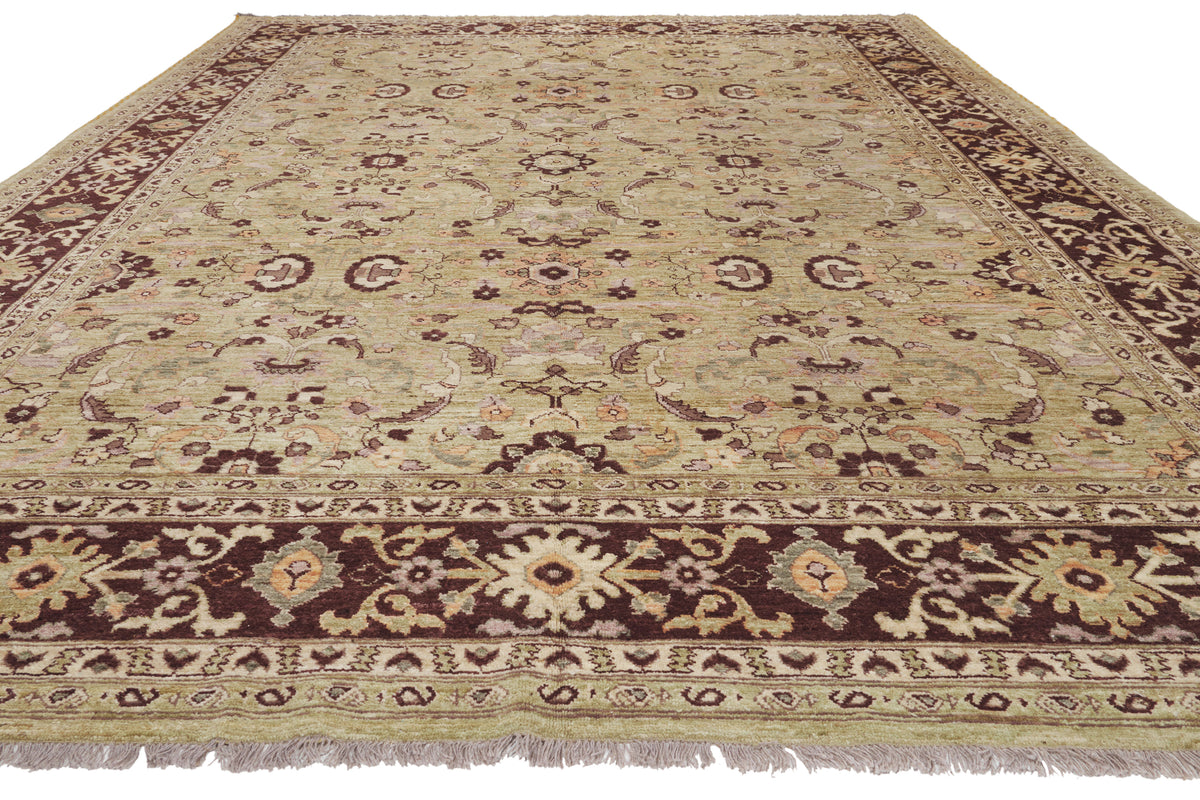 9 x 12 - Tan Vintage Pakistani Mahal Rug - 79943
