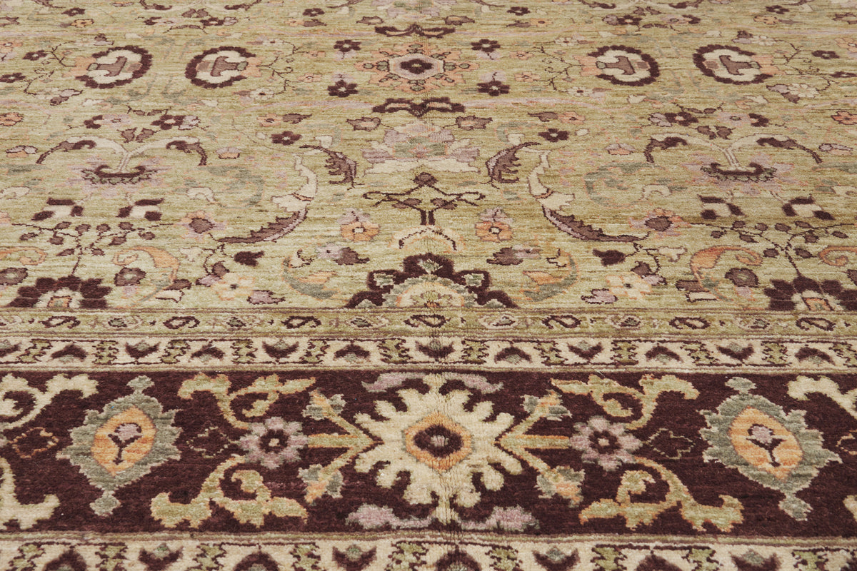 9 x 12 - Tan Vintage Pakistani Mahal Rug - 79943