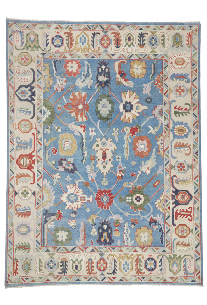 10 x 14 - Blue Vintage Indian Oushak Rug - 79944