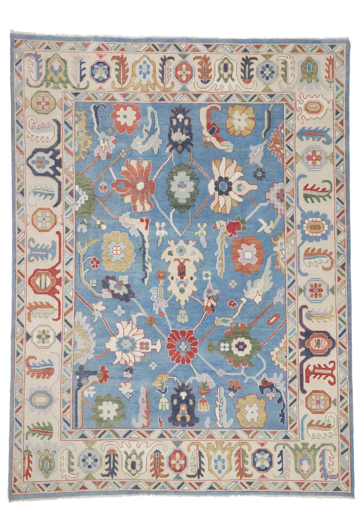 10 x 14 - Blue Vintage Indian Oushak Rug - 79944
